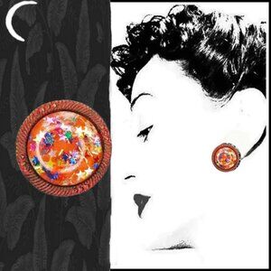 50s Style Big Clip On Earrings Made with Vintage Lucite Stars One of a Kind